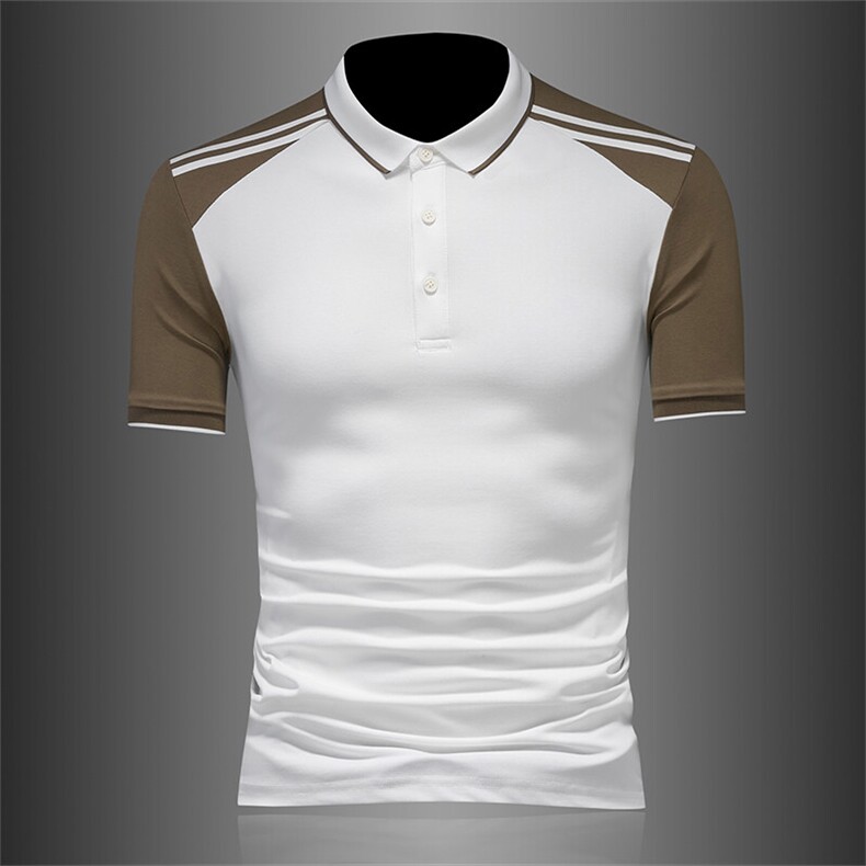 主推2025新款拼接撞色短袖T恤时尚潮流翻领Polo衫A3106-P48，男装Polo衫，电商D342