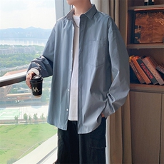 秋季纯色长袖衬衣男宽松落肩质感衬衫外套DSA157B-CS4222-特P40，男装衬衫，电商A157B