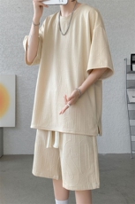 套装男夏季新款港风宽松设计字母短袖五分裤一套TZ8352-P45，男装休闲套装，星座214-3