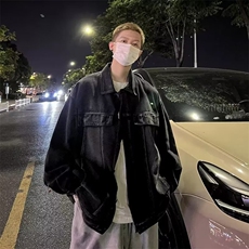 美式复古牛仔外套男生春秋日系ins潮流高街痞帅宽松外衣休闲夹克，男装工装外套，星座1210-1
