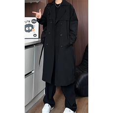 F2068/P80秋装双排扣长款过膝风衣男大码男中长款大衣男上衣，男装风衣，电商A141