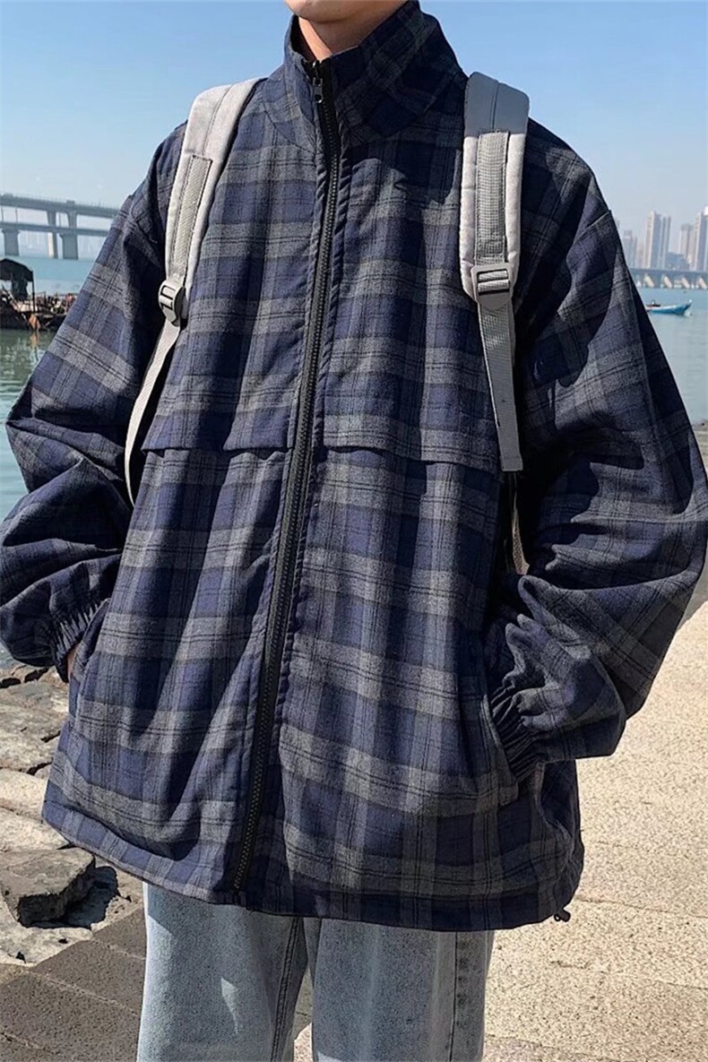 ins潮搭两面穿外套时尚春季港风宽松韩版休闲格子夹克W526-P60,男装夹克,星座512-4