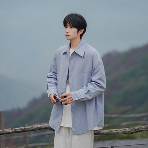 2025春秋新款条纹衬衫休闲宽松长袖男士上衣DX806P45控78图片