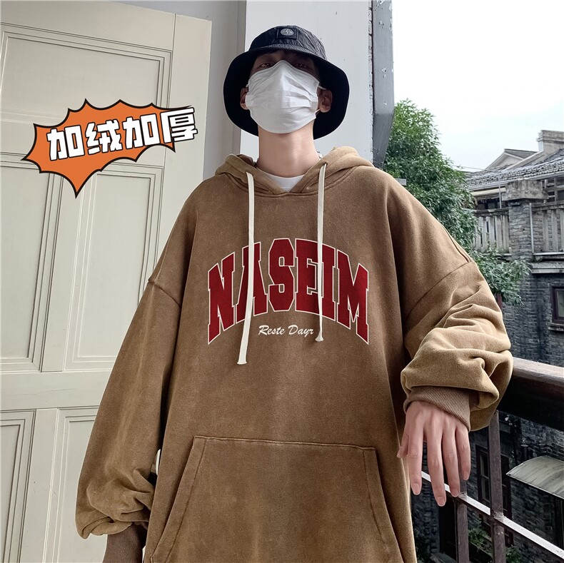 加绒新款港风宽松连帽套头卫衣X5685-常规P70控88-加绒P80控98,男装卫衣,电商A061-1