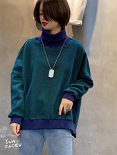 条纹高领卫衣，女装卫衣/绒衫，月光水岸