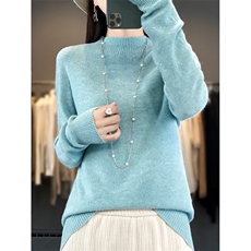2025年秋季时尚百搭通勤简约休闲半高，女装羊毛衫，片语羊绒
