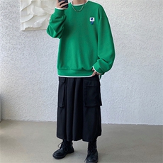 HQ1166-TP35-控价48华夫格假两件上衣男港风秋季新款贴标卫衣，男装卫衣，电商A102-1