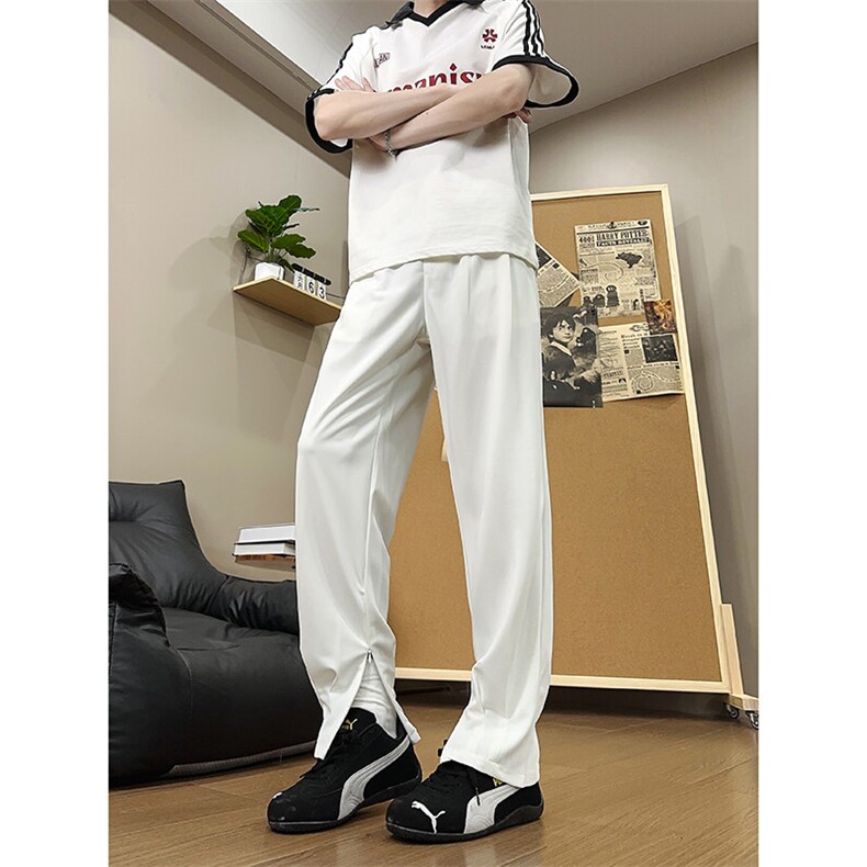 XK618-P40全橡筋腰前拉链小脚口西裤垂感免烫滑料宽松长裤,男装西裤,电商A178