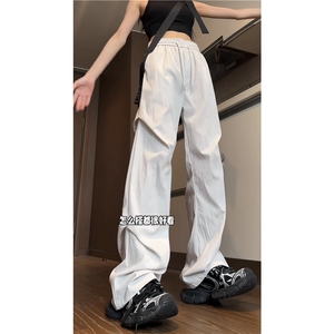 夏季新款潮冰丝垂感宽松松紧腰阔腿休闲裤B315-K24105-特P30控58图片