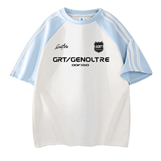 白色拼天蓝袖