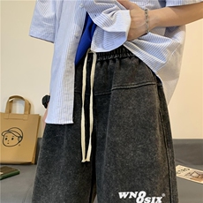 直播品质！新款字母印花重磅纯棉水洗短裤XZ604-DK107-P45控58，男装牛仔裤，星座604