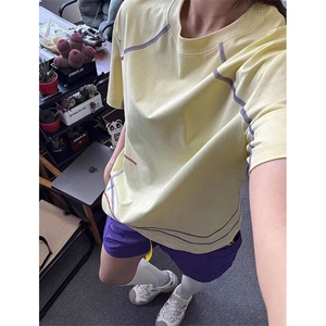 网图！多巴胺明线运动短袖男女同款速干凉感T恤-EX50950-特批32图片