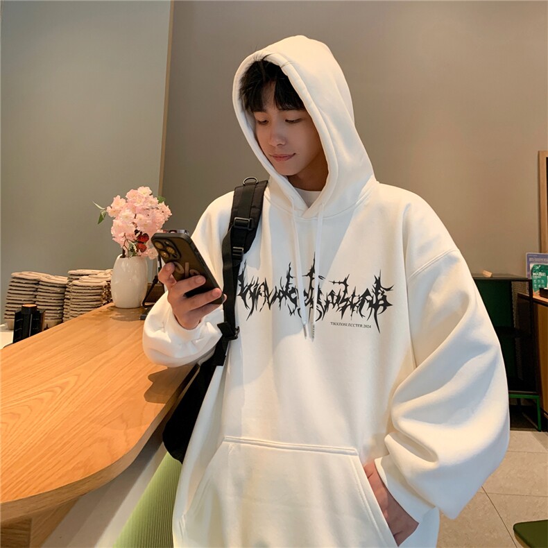 连帽加绒ins新款秋冬卫衣宽松潮流印花韩版加厚外套D328-W2411,女装短外套,电商D328