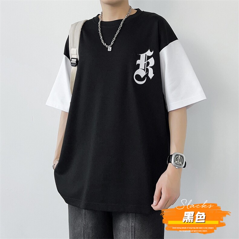 冰氧仿短袖港风白墙夏季休闲百搭字母印花男上衣TC3151-P24控48,男装T恤,星座717