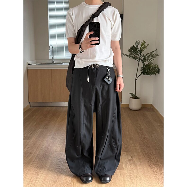 网图+老钱风半松紧裤腰TR西裤休闲裤弯刀裤CK663/特P55，男装西裤，电商B350