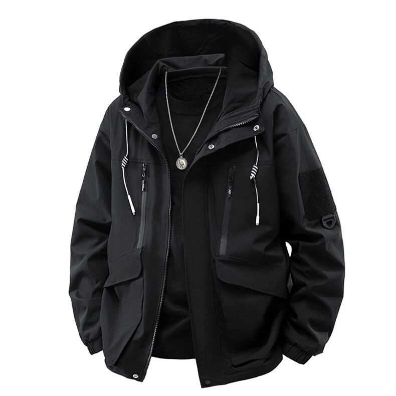 春季现货中性风大码户外夹克男连帽冲锋衣外套DSA157B-J152-P60图片