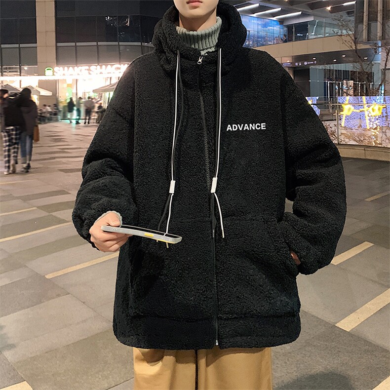 2022羊羔毛棉衣男冬季潮oversize加绒加厚棉袄XZ102A-4-MY12-P120,男装棉衣,星座211-2