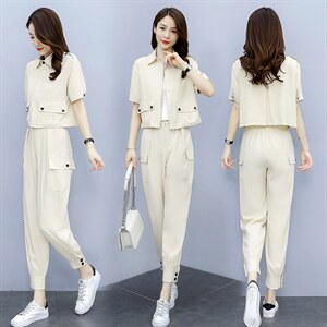 套装/套裙2022年夏季新款时尚潮流显瘦休闲裤小脚,女装休闲裤,艾尚靓装