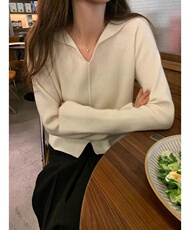 新款针织开衫女V领宽松显瘦长袖叠穿上衣，女装针织衫/毛衣，半城羊绒