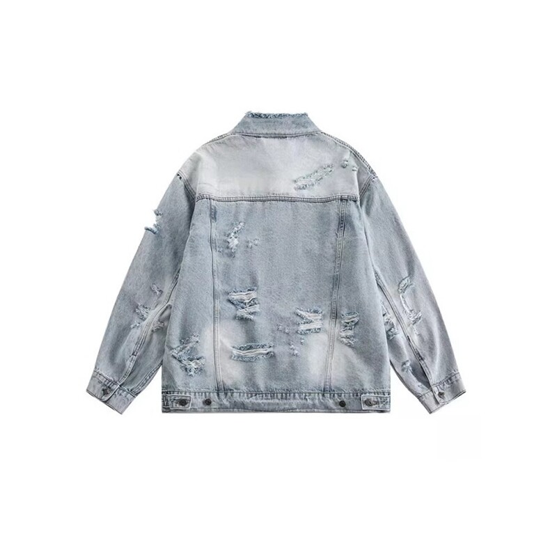 2025美式复古牛仔外套男春秋季痞帅感水洗破洞宽松夹克男潮流，男装工装外套，星座505-2（原电商A260-1)