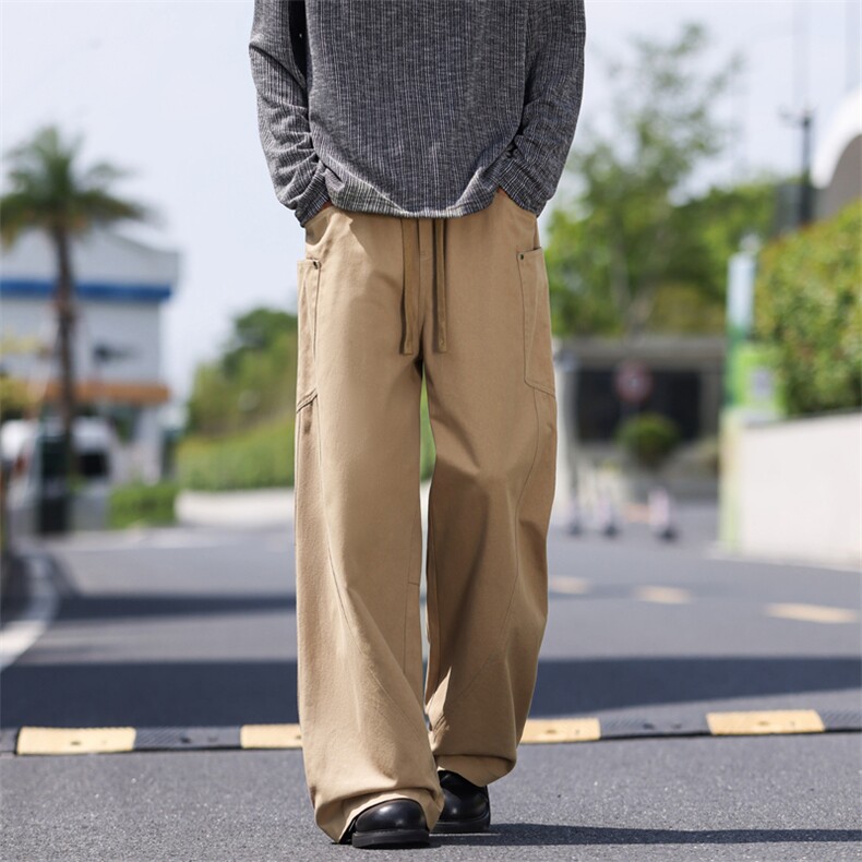 外景高街弯刀裤休闲纯棉宽松复古水洗棉直筒裤A406KZ2535特P60,男装休闲裤,星座309（原A406）