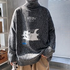 ！冬季加厚高领毛衣男潮流百搭印花针织衫毛线衣GM602P55，男装针织衫/毛衣，电商B220