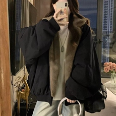 美式复古座山雕短款连帽毛领棉服女冬派克服棉衣外套2025，男装棉衣，星座218-8