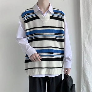 毛衣男韩版潮流修身V领短袖毛衣MG610P40图片