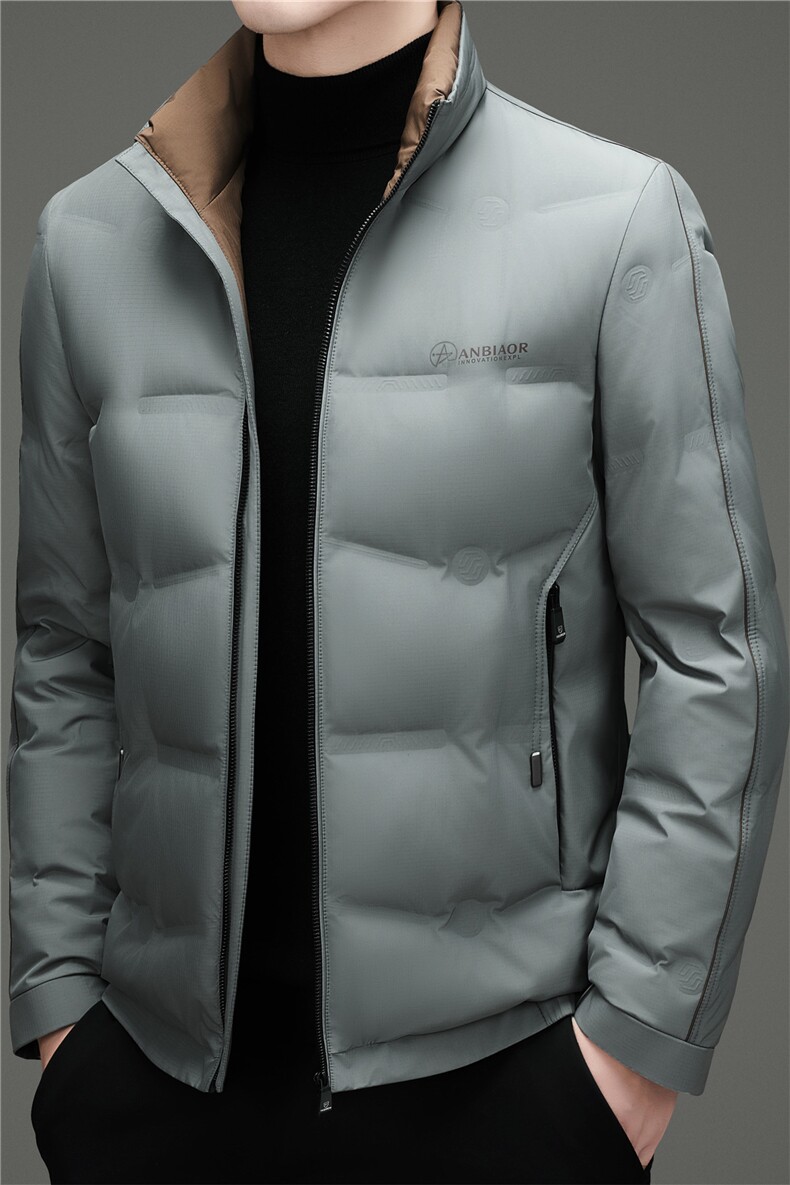 现货冬季新款男士立领羽绒服90白鸭绒加厚保暖商务休闲短款外套,男装羽绒服,钱塘723