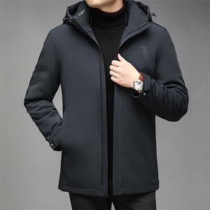 灰鸭绒可脱卸帽羽绒服男款2023冬中年装加厚保暖外套HPN2159-P330图片