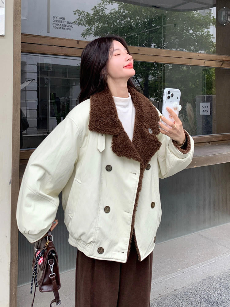 【现货】蛋白皮两面穿皮毛一体外套P225-K328,女装棉衣/棉服,浙宝128A