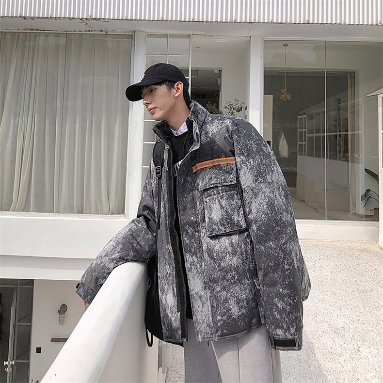 冬季加厚迷彩保暖立领羽绒服常规男士外套宽松工装潮流0963/，男装羽绒服，星座1506-1