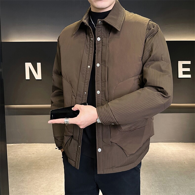 店主风2025年翻领时尚真两件潮流羽短款羽绒服YR8107-P195，男装羽绒服，电商D240-242