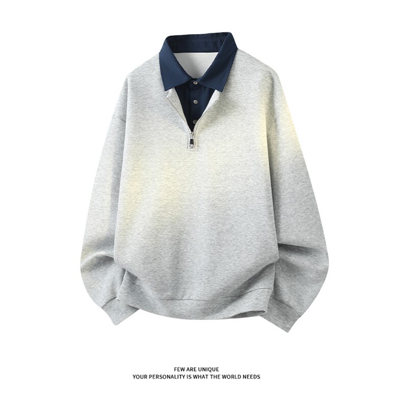 春季半拉链卫衣拼接假两件宽松长袖polo衫男女C64154-TP4589,男装卫衣,电商A102