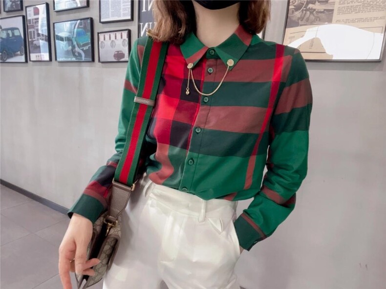 加绒格纹衬衫系列，女装衬衫，七七迷兰