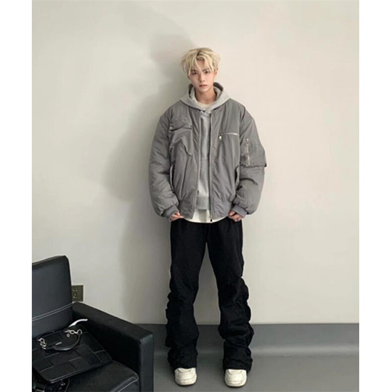 飞行员夹克棉服外套男冬季加厚潮牌宽松情侣工装棒球上衣M8057,男装夹克,星座1116A（原606A-3）