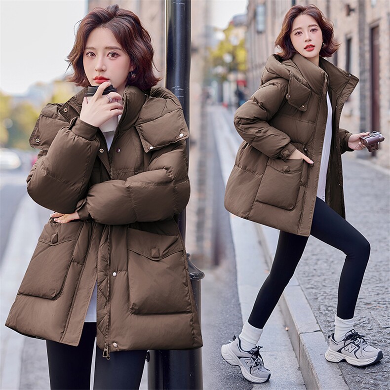 羽绒服女中长款2025冬季新款女装时尚气质连帽白鸭绒外套潮！现货,女装羽绒服,慧尚依恋