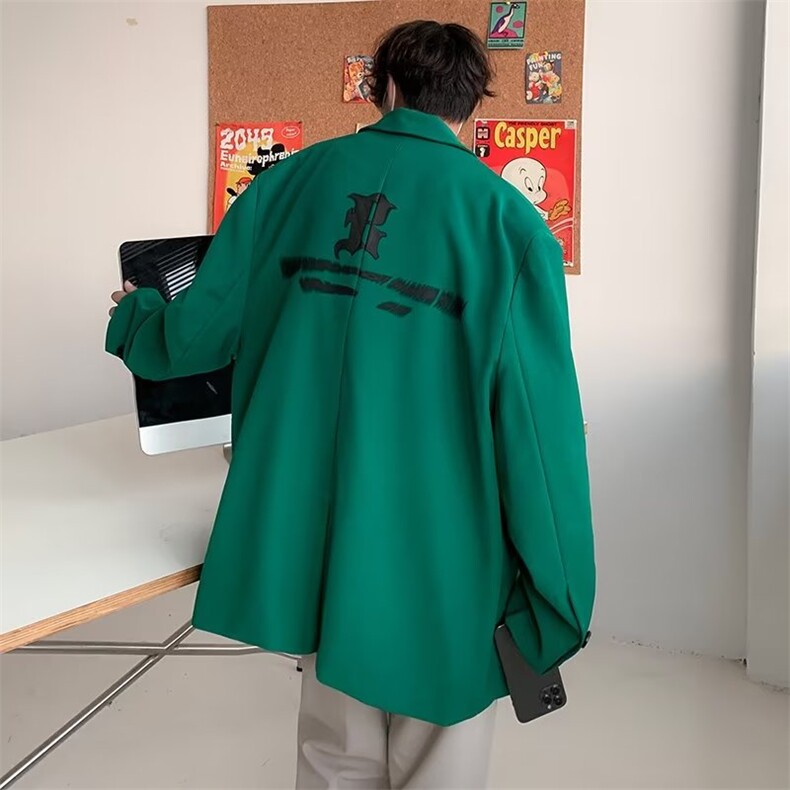垂感西装外套男士2024秋季高街潮牌炸街潮流英伦风宽松休闲小西服,男装西服,星座716-4
