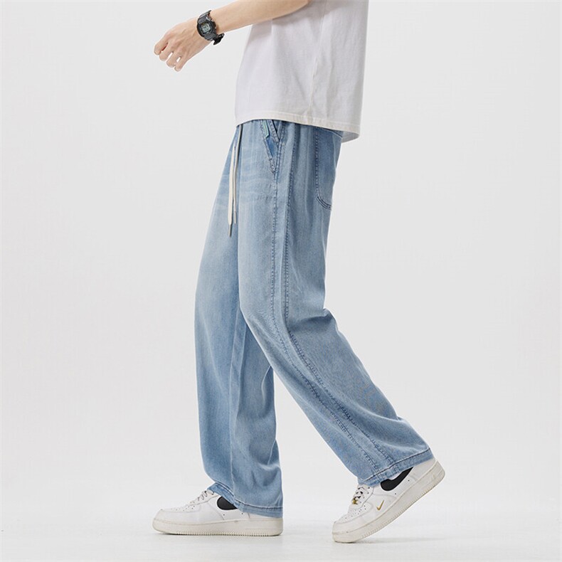 天丝薄款凉感牛仔裤男2025夏季新款宽松垂感直筒休闲裤K2539-P50,男装牛仔裤,星座610（原A335）