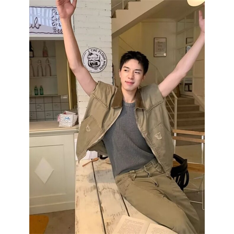 网络图美式复古马甲外套男士潮流宽松工装复古马夹克,男装背心/马甲,星座716-2