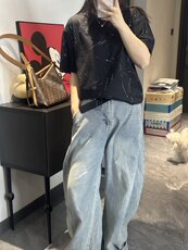 时尚立体扎染设计圆领T恤2025新款宽松休闲短袖上衣潮牌设计感T恤，女装T恤，沐策羊绒
