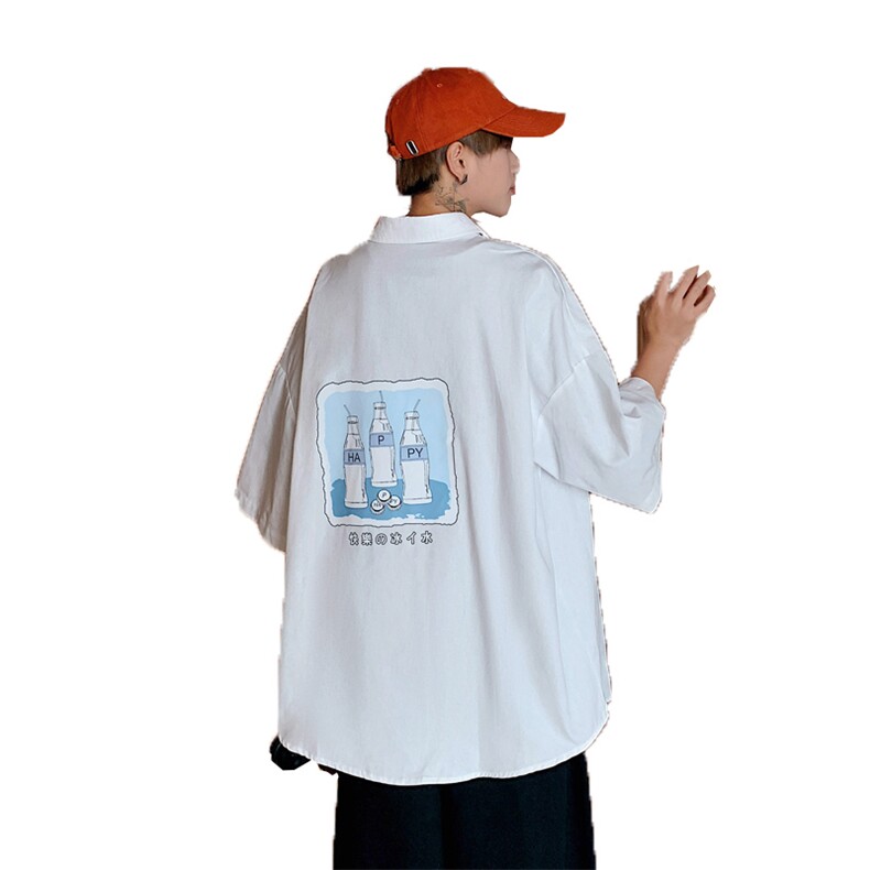 ！夏款港风冰丝衬衣男黑寸衫男白短袖衬衫男DXC282-P30,男装衬衫,电商B371