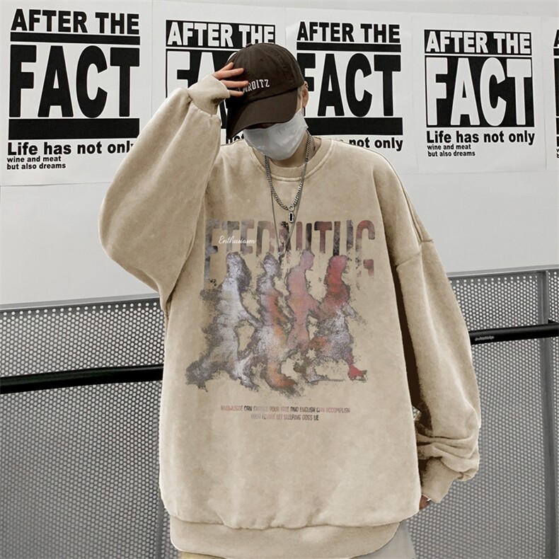 美式潮牌重磅水洗做旧连帽卫衣力推大码男XZ517A-2-Y7751-P58,男装卫衣,星座517A-2