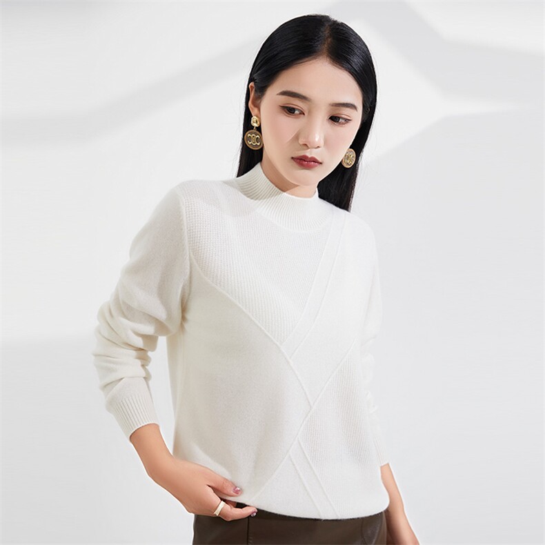 秋冬季新款纯色时尚气质半高领羊绒衫，女装羊绒衫，恒爱羊绒