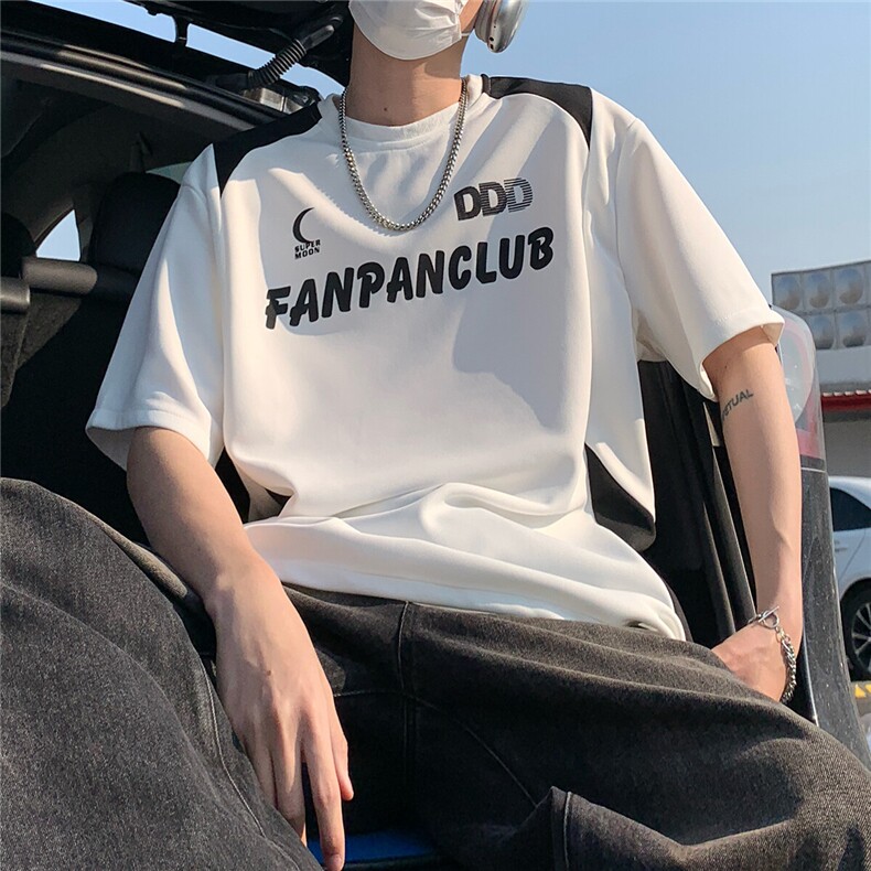 2026夏装新款薄款宽松拼接短袖印花五分袖T恤 T6603/特P30 白色图片