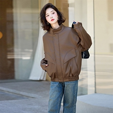 现货2024新美拉德穿搭口碑仿羊皮宝藏私服C位复古皮衣外套女秋冬，女装皮衣，美拉德工厂直营店