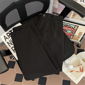 K325-P36 CeTky美式高街cleanfit廓形西裤黑色薄休闲裤男女图片