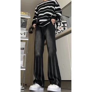 美式ins高街hiphop微喇扎染牛仔裤货号K2313P55控78图片