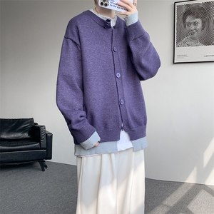 假两件高级感叠穿毛衣男美式针织开衫外套男 MY1232-P78图片