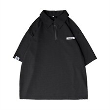 夏季半拉链 Polo衫男短袖翻领ins港风复古宽松休闲T恤T971-P30图片